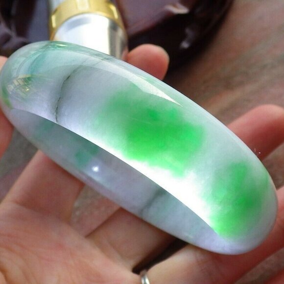 Certified Green 100% Natural A JADE Jadeite Bangle Bracelet 57mm 手镯 459584 - Picture 2 of 12